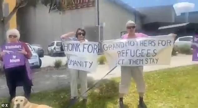 Jimeone Roberts confronted five Grandmas for Refugees members outside Chirnside Park shopping center in Melbourne's east at 2.45pm on February 9.