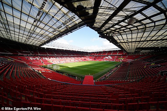 A general view of Old Trafford before the Premier League match between Manchester United and Fulham. Photo date: Saturday February 24, 2024. PA Photo. See PA story SOCCER Man Utd. Photo credit should read: Mike Egerton/PA Wire.RESTRICTIONS: FOR EDITORIAL USE ONLY May not be used with audio, video, data, fixture lists, club/league logos or "live" services. Online use during match limited to 120 images, no video emulation. Not used in betting, games or single club/league/player posts.