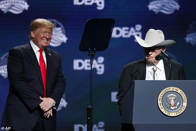 Jim Chilton with former President Donald Trump at an American Farm Bureau Federation convention