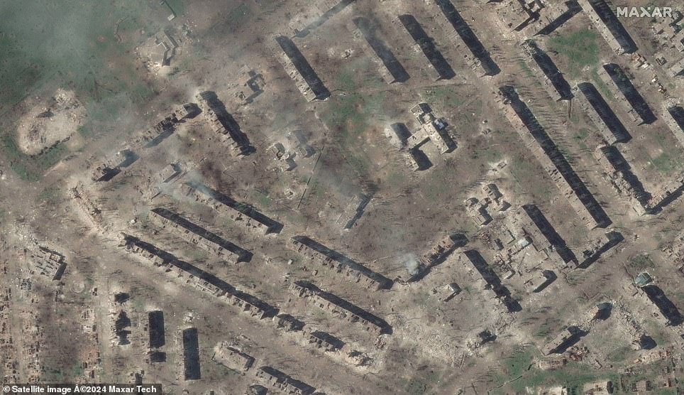 No12 and apartment buildings in the eastern town of Bakhmut, Donetsk Oblast, on May 15, 2023