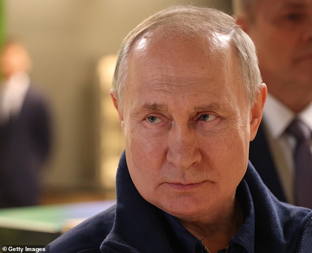 Russian President Vladimir Putin attends a presentation in Kazan, February 22, 2024.