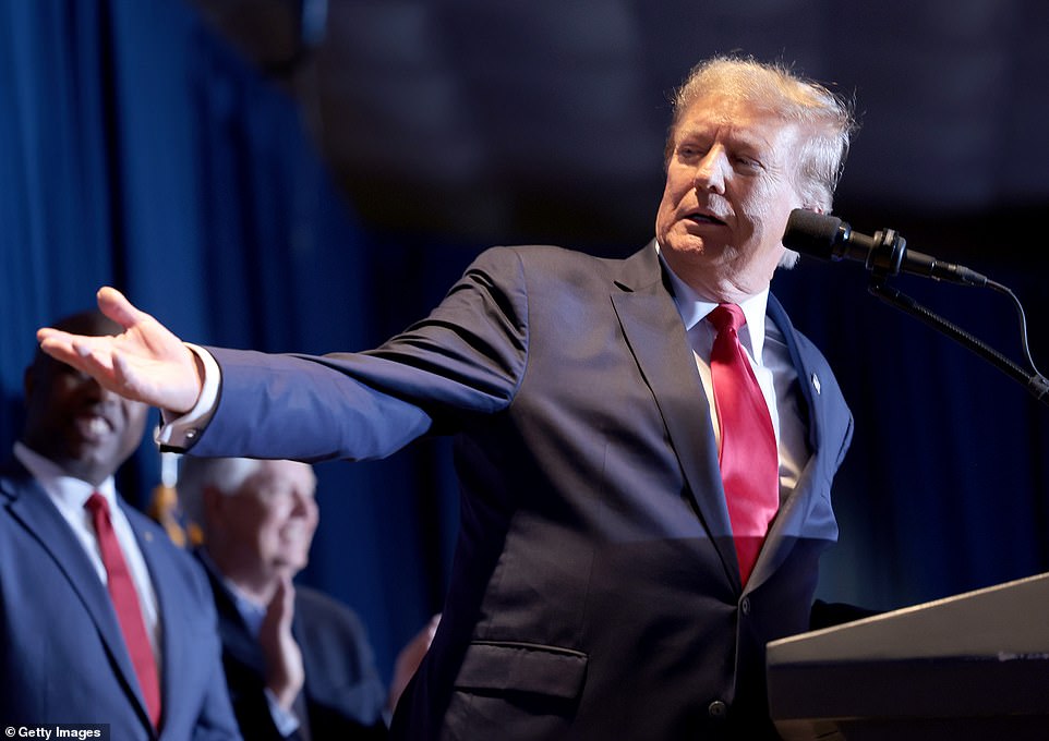 Former President Donald Trump took the stage to declare victory in the South Carolina primary in Columbia on Saturday night.