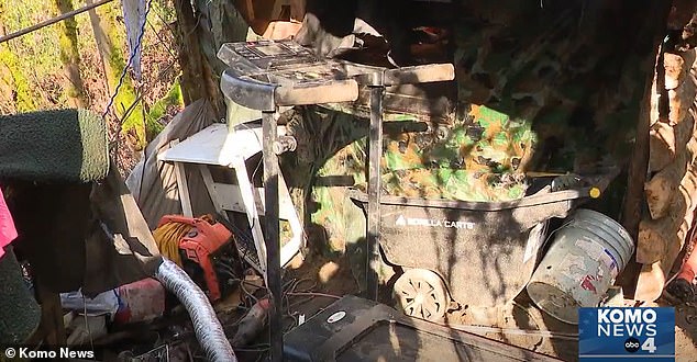 All sorts of junk can be seen among Irwin's possessions, including a generator.