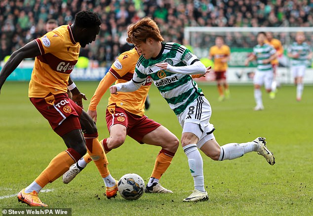 Celtic's Kyogo Furuhashi was one of the visiting players who struggled against Motherwell