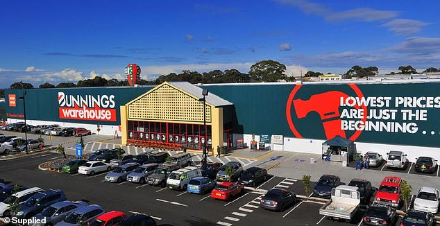 Sarah Jane, 31, was working for fertilizer company Neutrog as a merchandiser at Seven Hills Bunnings in Sydney's northwest (pictured) when she attempted to move the bulky 11kg package.