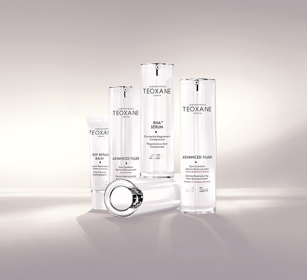 Dr. Wassim Taktouk admits that he would only use Teoxane Teosyal RHA fillers for this procedure.  The brand also offers a range of skincare products (pictured).