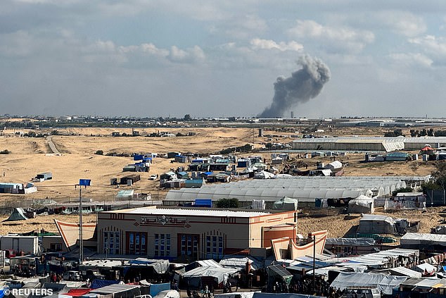 Smoke rises during an Israeli ground operation in Khan Younis, amid the ongoing conflict between Israel and the Palestinian Islamist group Hamas.