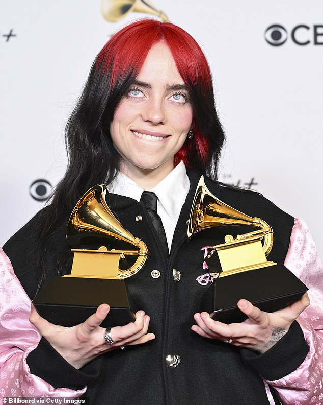 Billie Eilish has worn a tie several times in recent months, pairing it with a Barbie jacket at the Grammy Awards.