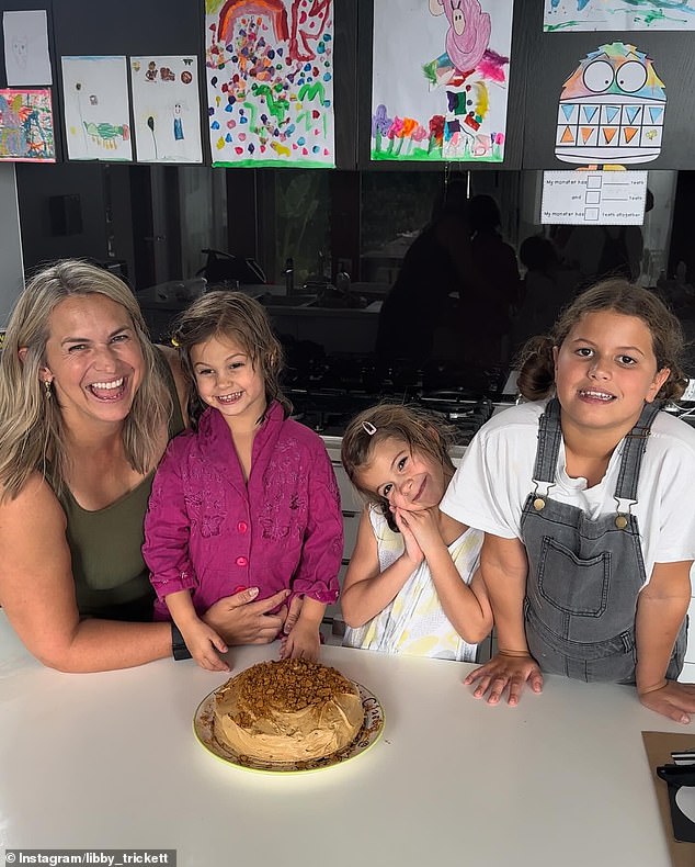 Trickett (pictured with her daughters) previously opened up about her struggle with postpartum depression to help other women struggling with the condition.