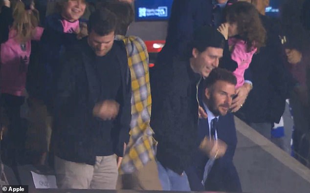 The co-owner of Inter Miami sat there while family and friends celebrated wildly.
