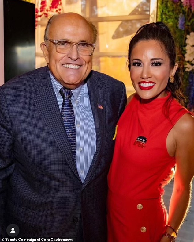 Castronuova has the backing of many figures in the Trump world, including former New York City Mayor Rudy Giuliani (pictured) and his long-time adviser Roger Stone.