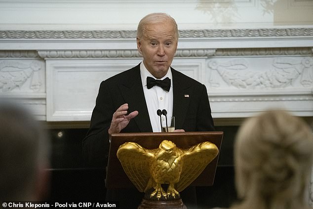 President Biden, seen at a White House gala dinner on Saturday, faces increasing pressure from his own party to stop Israel's military attack on Gaza.