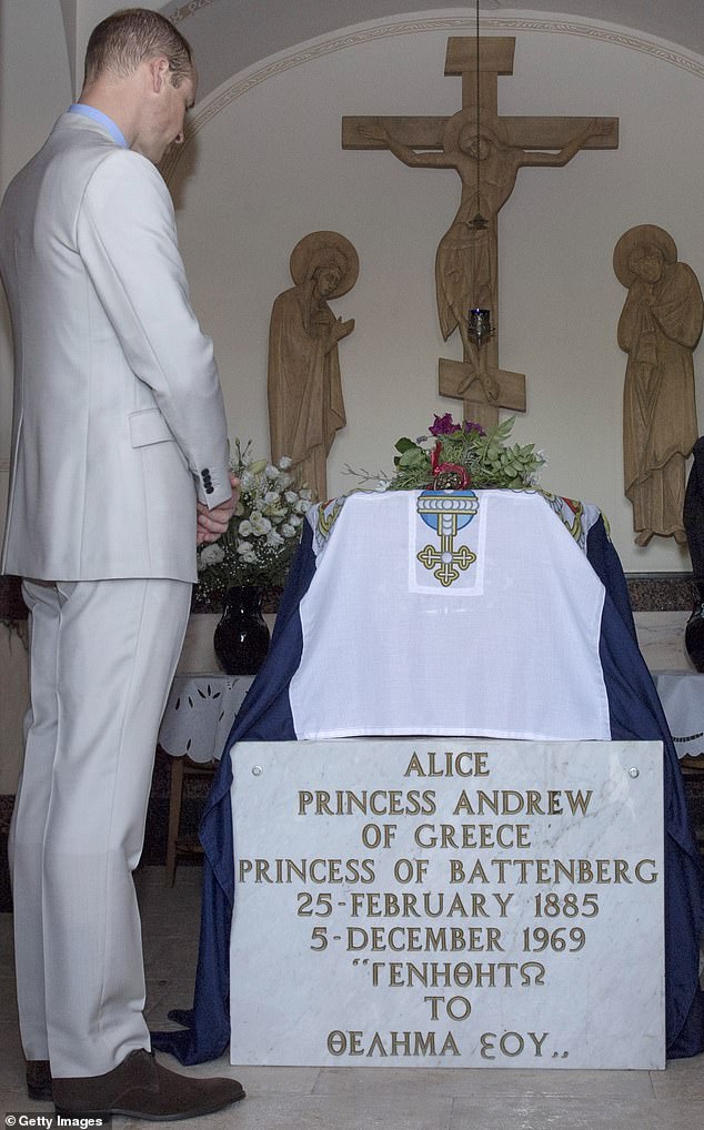 Prince William photographed during a visit to St Mary Magdalene Orthodox Church in Jerusalem to pay his respects at the grave of his great-grandmother, Princess Alice, in June 2018.