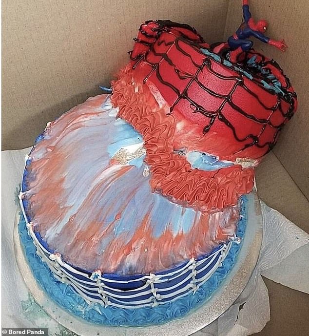 Spiderman tried to save his own cake! It seems this car ride was too much for the New York superhero