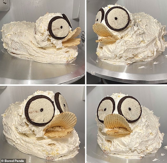 A man believed to be from the US took to social media to say that every time he and his wife look at their cake, they burst out laughing - we can see why.