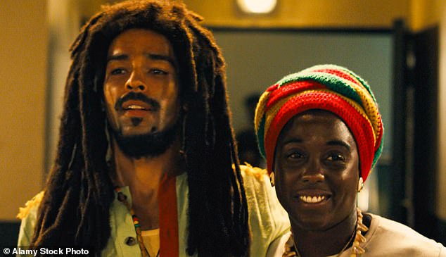 Above, Kingsley Ben-Adir as Marley and Lashana Lynch (left) as his wife in Bob Marley: One Love