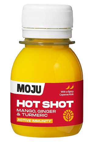 The Moju Hot Shot is 60ml and sells for £2. Supermarkets claim that it contains vitamins C and D and zinc that can contribute to the normal functioning of the immune system.
