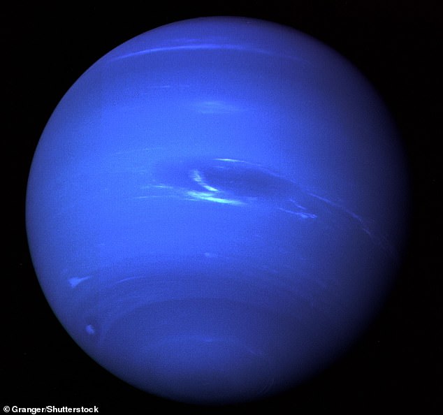 It was in 1989 that NASA's Voyager 2 spacecraft provided the first close-up images of Neptune, although Neptune is actually a paler blue-green hue than this image suggests.