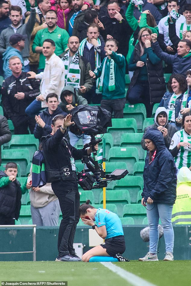 The incident occurred shortly after Real Betis took the lead in the 13th minute of Sunday's match.