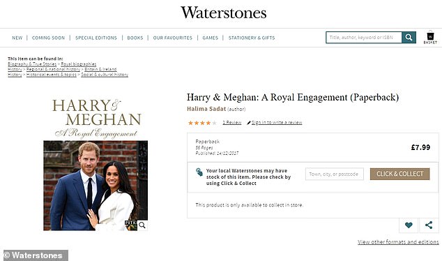 The book about the Sussexes is still available on the Waterstones website for its full price of £7.99.