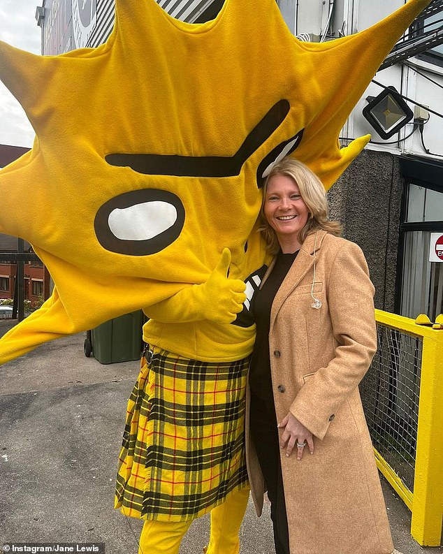 Experienced broadcaster Lewis pictured with Partick Thistle's unusual mascot Kingsley. She is said to be unfazed by the Celtic manager's comment