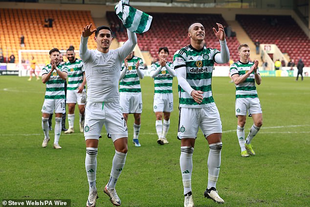 Celtic's victory left them two points behind leaders Rangers in the Scottish Premiership.