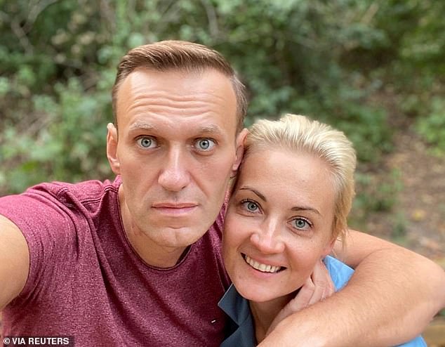 Navalny's wife Yulia (right), 47, has claimed that her husband was murdered on the orders of Vladimir Putin, and previously accused the dictator of satanism for failing to hand over the body to his family, which only happened a week later. of his death.