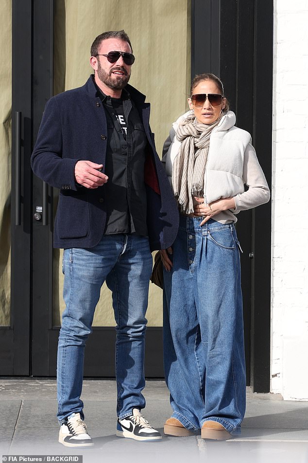 Both stars wore matching denim while heading out to lunch.