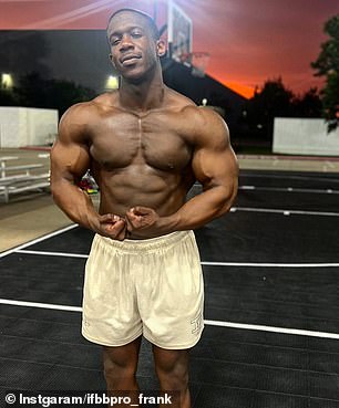 He appears in the photo above in a bodybuilding snapshot.