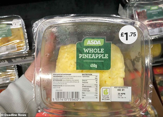 Asda even stocks a whole, peeled and cored pineapple, sealed inside a plastic container, for customers to enjoy.