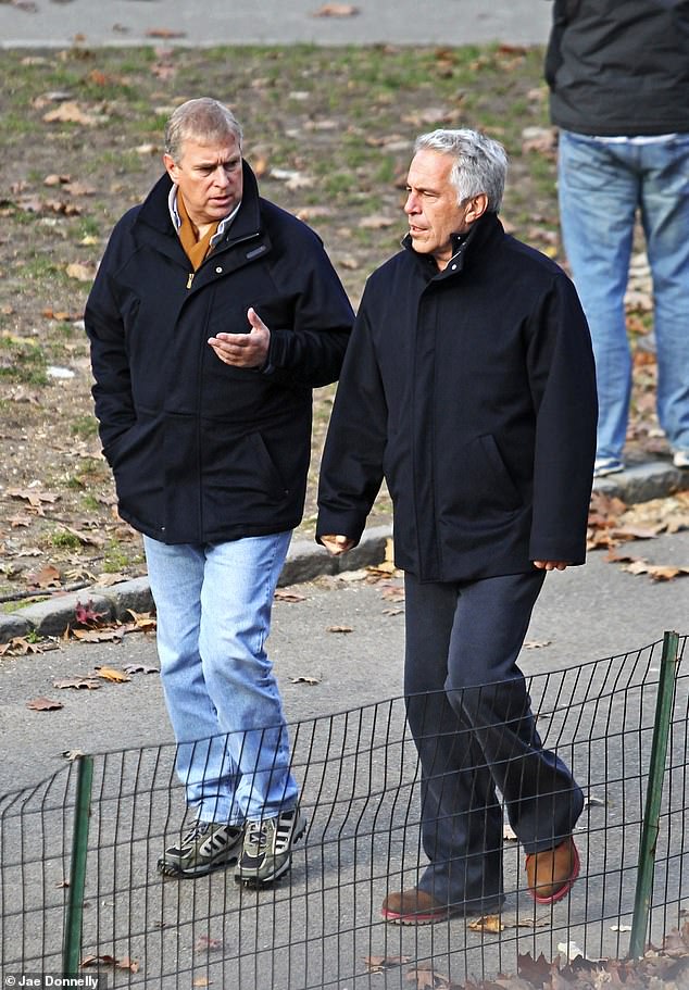 Prince Andrew leaves the home of sex offender Jeffrey Epstein and takes a walk together in New York's Central Park in 2011.
