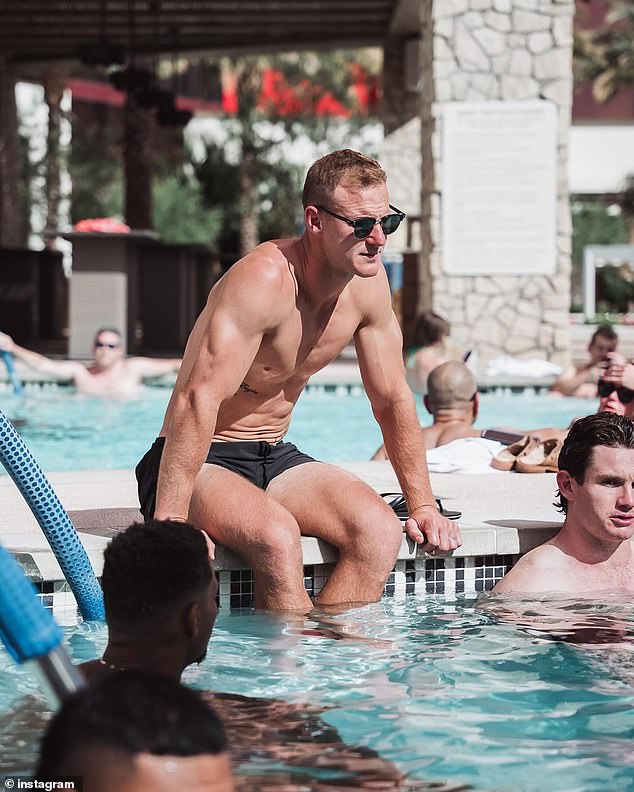 The manly stars have been enjoying their free time at their Las Vegas hotel.