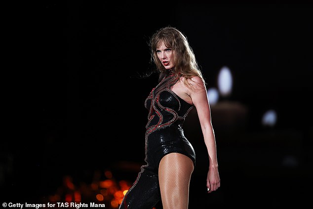 Taylor Swift is pictured during her Eras tour in Sydney on Friday night.  She has already completed her tour of Australia.