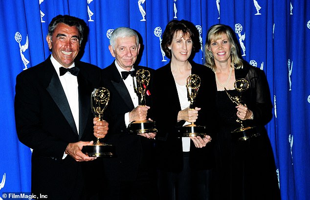 Vincent met Aaron Spelling (center left) in 1977 and they became official producing partners a year later in 1978.