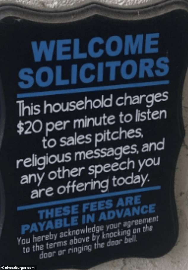A US homeowner came up with a clever way to stop salespeople from knocking on his door.