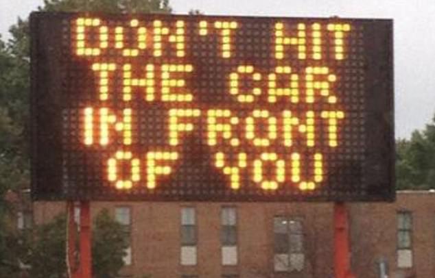 Good advice!  Another sign seen in the UK indicated a Highway Code rule that was very obvious to motorists.