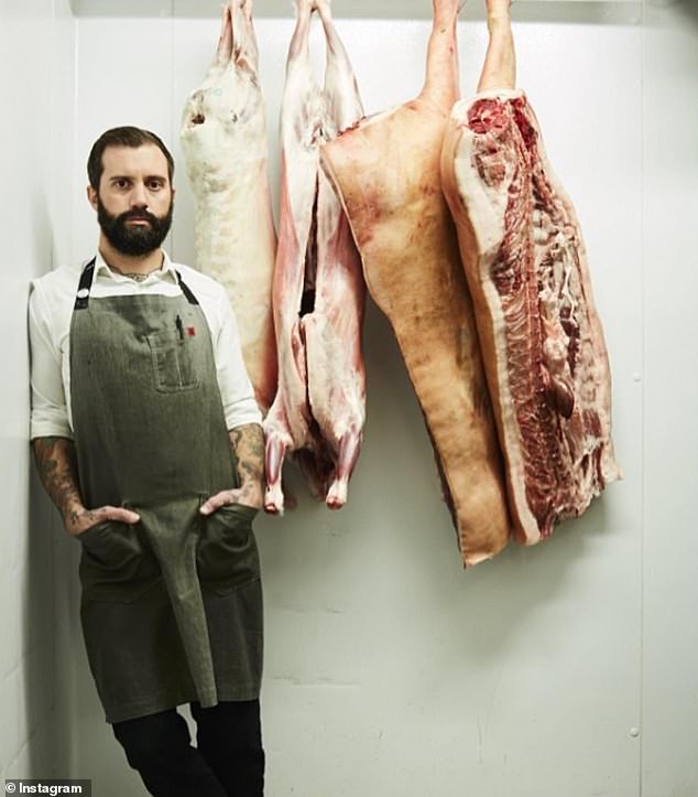 The 44-year-old butcher championed animal welfare and ethical meat sourcing.  Standing (pictured) opened his butcher shop in 2017, which has since become one of the most popular butcher shops in Los Angeles.