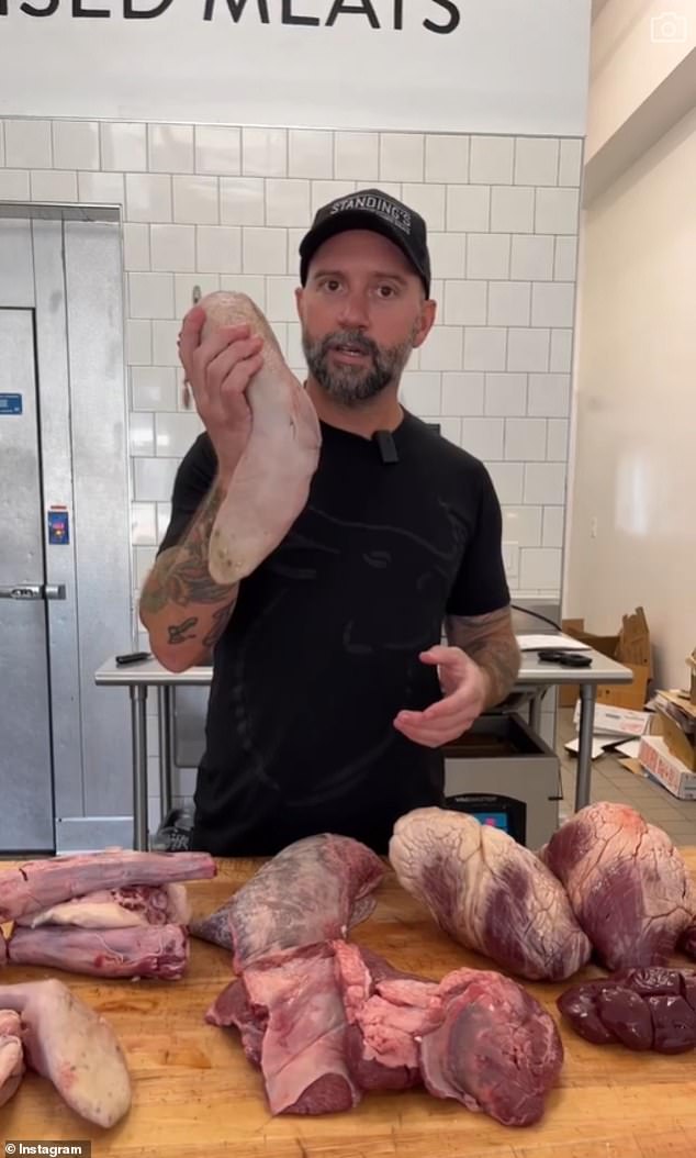 The former vegetarian operated his butcher shop with a zero-waste policy in which Standing used all parts of the animal, including selectively cut remains, bones and other by-products.  He would use the less desirable meat parts in broths, chili, and dog food and treats.