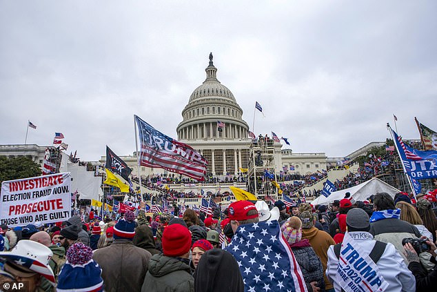 Rioters loyal to President Donald Trump at the US Capitol in Washington, January 6, 2021