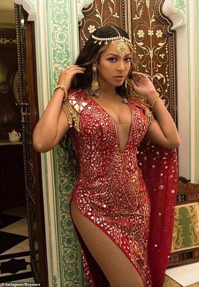 Pictured: Beyonce shared this photo in 2018 when she flew to India to perform at Anant's sister's wedding.
