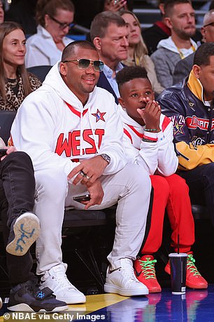 Russell Wilson attends the NBA All-Star Game