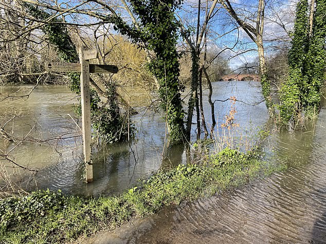 The actor's home has been hit by torrential rain in Britain and the back garden has flooded twice in the last 13 months with the river overflowing its banks.