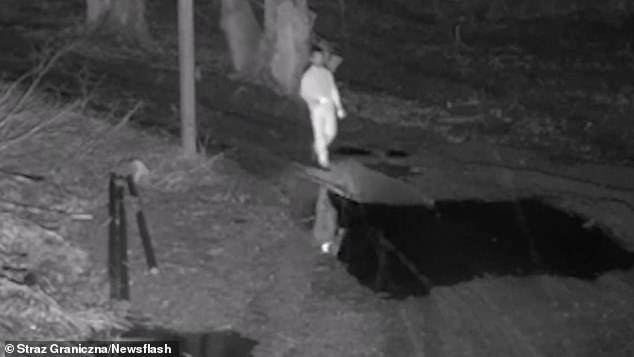 After being turned away, he was captured on CCTV footage trying to get there on foot along forestry roads, but his journey was cut short when he was stopped.