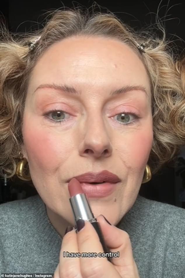 While applying lipstick this way, she explained that she felt like she had 'more control.'