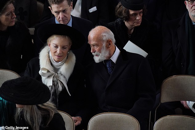 Prince and Princess Michael of Kent, parents of Lady Gabriella, attended a memorial service for King Constantine of Greece today.