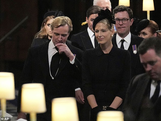 Lady Gabriella Kingston and Thomas Kingston at the funeral of Queen Elizabeth II held at St George's Chapel