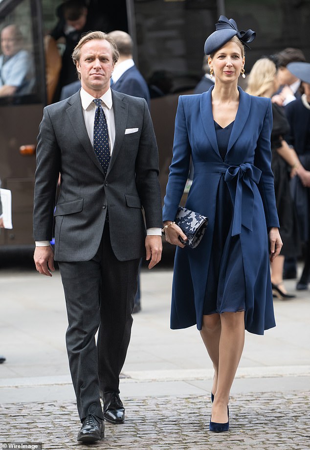 Lady Gabriella Windsor and Thomas Kingston attend a memorial service for the Duke of Edinburgh at Westminster Abbey on March 29, 2022.