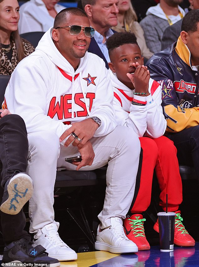 Russell and stepson Future photographed at an NBA All-Star game earlier this month