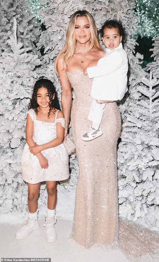 Khloé pictured with five-year-old True and one-year-old Tatum, who she shares with ex Tristan Thompson.