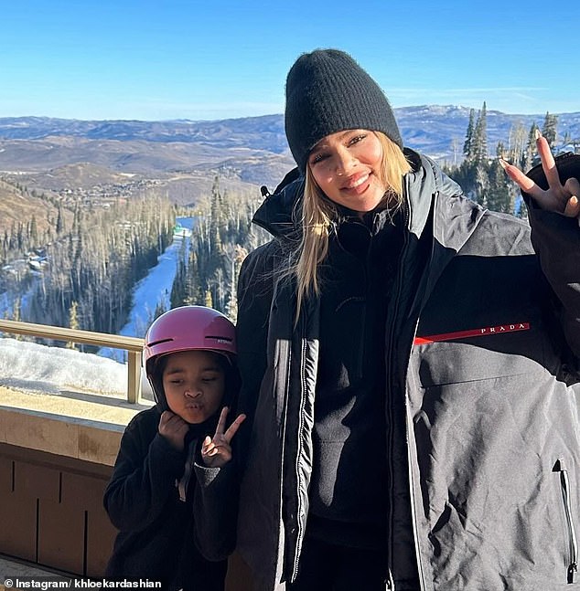 Khloe shares her daughter, True (pictured), and one-year-old son, Tatum, with her former NBA star boyfriend, Tristan Thompson.